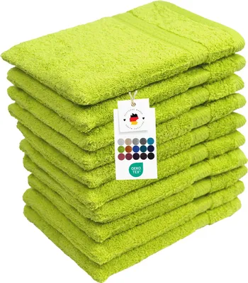 Produktbild von Waschlappen 16x21 cm aus 100% Baumwolle 500g/m2, 10er Set Waschhandschuhe Grün