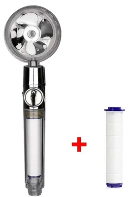 Immagine prodotto di Soffione doccia portatile Turbo, a risparmio idrico, ad alta pressione, argento