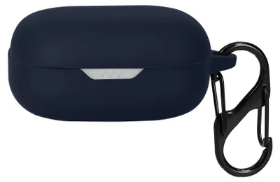 Produktbild von kwmobile Schutzhülle für JBL Wave Flex / Wave Flex 2 Hülle - TPU Silikon Case für Kopfhörer Ladecase - stoßfestes Cover mit Karabiner - Dunkelblau