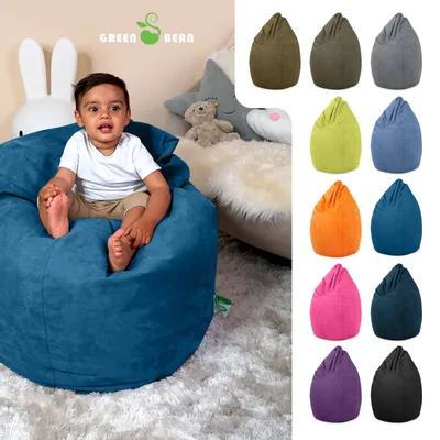 Produktbild von Green Bean® Sitzsack mit Rückenlehne "Drop" 60x60x90cm - Indoor Sitzkissen 220L EPS Perlen Füllung - Blau