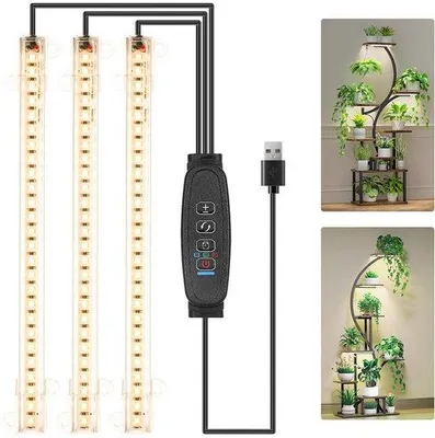 Immagine prodotto di Lampada LED per la coltivazione di piante da appartamento - 33 cm - Impermeabile - Timer da 3/9/12 ore e 10 livelli di regolazione dell'intensità luminosa