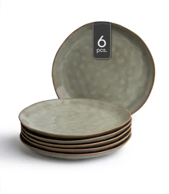 Produktbild von Speiseteller - Ø 27 cm - Mintgrün - Braun - Steingut - mit Reaktivglasur - 6er Set