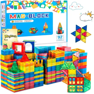 Productafbeelding van 92-delige Magnetische Bouwblokken - Educatief Speelgoed voor Kinderen