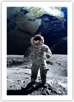 Produktbild von Poster - Poster ohne Rahmen - Astronaut Mond Erde Raum - 50x70 cm - Wand Bild - Wanddeko - Wandbilder - Kunstposter - Wandposter - Bilder - Kunstdruck - Wanddekoration - Wandbild - P2XPA50x70-2864