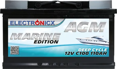Immagine prodotto di Batteria Electronicx AGM 110AH Marine Edition - Batteria ad alte prestazioni da 12 V per impianti solari, barche e campeggi