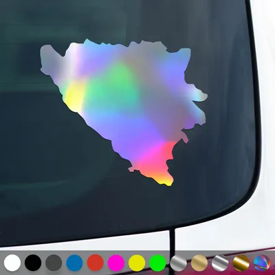 Produktbild von PantherPixel Bosnien Aufkleber Umriss Kontur Reisen Herzegowina Sticker Auto Geschenkidee Farbe Oilslick-Hologramm