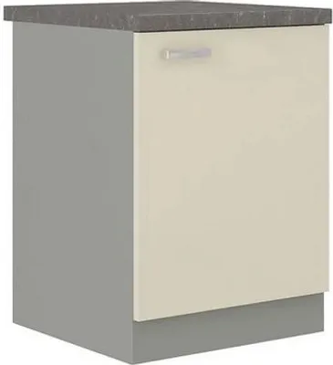 Image de Meuble de cuisine bas 1 porte 60 cm SHAN - gris / crème brillant