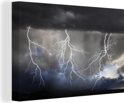 Produktbild von OneMillionCanvasses® - Leinwandbilder - 150x100 cm, Blitzlichtgewitter, Wandbilder Kunstdruck Wanddekoration