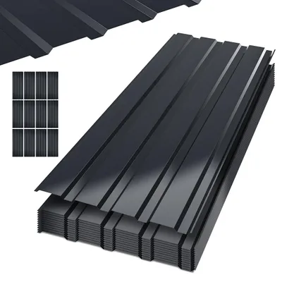 Produktbild von Peviasot 48 Stück Dachblech Trapezblech Profilblech Platten aus Metall, glatte Oberfläche, mit Handschuhen, 115x45 cm, 0,25 mm, 24 m², Anthrazit