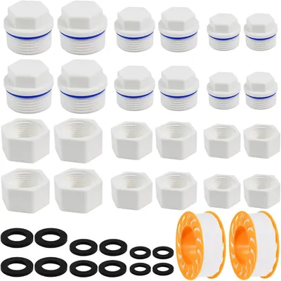 Imagen del producto de Juego de tapones para tuberías, de 24 piezas, de 1/2", 3/4" y 1", para tuberías de agua