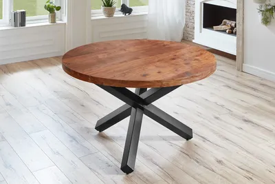 Produktbild von Esszimmertisch rund 120 cm Akazienholz Nussbaum Schwarz RUNA
