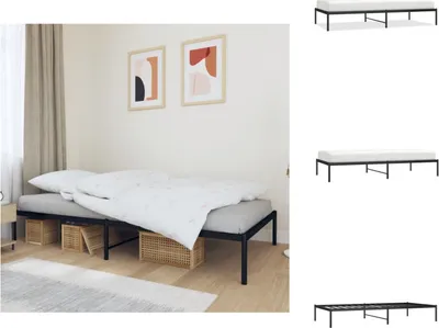 Image de vidaXL Cadre de lit métallique noir 100x200 cm - Lits et sommiers à lattes