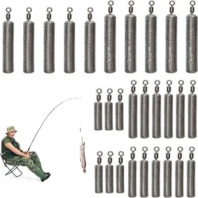 Image de Kit de pêche au barbotte – 28 pièces de différents poids – Équipement de pêche pour pêcheurs – Inclut des plombs de 3,5 g, 5 g, 7 g, 10 g et 14 g