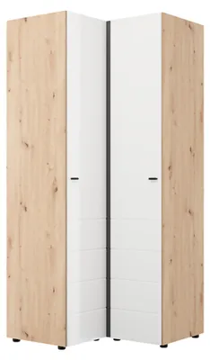 Produktbild von Kleiderschrank 2 Türen, 95x208 cm, Mattweiß, 4 Regale