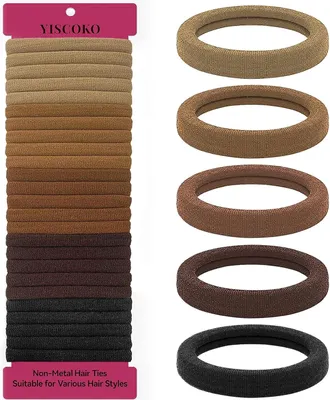Produktbild von YISCOKO Haargummi Set 50 Stück - Zopfgummi Schwarz Scrunchies 5 Farben