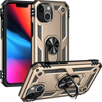 Produktbild von Mobigear Armor Ring iPhone 14 Plus Hülle Hardcase Backcover Stoßfest mit Ringhalter - Gold