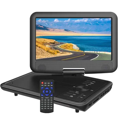 Produktbild von 11.5" Tragbarer DVD Player mit 9.5" HD Drehbildschirm für Auto und Kinder mit Autoladegerät und AC Adapter Schwarz