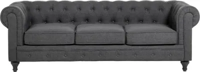 Produktbild von BELIANI Sofa Grau Polsterbezug 3-Sitzer Chesterfield Stil Glamourös Wohnzimmer