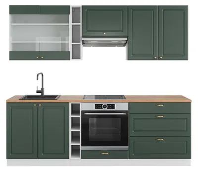 Obrázok produktu pre Kuchynský kút Vicco Fame-Line Vidiecky dom zeleno-zlatý/biely 235 cm , AP Oak, Model 42614