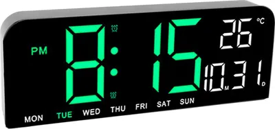 Produktbild von Digitální budík,Stolní hodiny LED,Velké digitální nástěnné hodiny,Hodiny LED do ložnice,Elektronické stolní hodiny s ukazatelem teploty,Stolní nástěnné hodiny