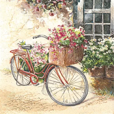 Produktbild von 20 Servietten Flowerbike - Blumenfahrrad 33x33cm