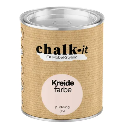 Produktbild von Kreidefarbe Chalk-it (15) Pudding 0,125L Shaby Chic Möbel Holzlack Natur Vintage Möbellack