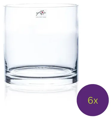 Produktbild von 6er Set Glasvasen Dekogläser CYLI COLD CUT Zylinder H. 10cm D. 15cm rund Sandra
