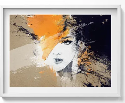 Produktbild von Portrait einer Frau abstrakt– Wandbild mit Rahmen – Gerahmtes Bild  – Wanddekoration – 80x60 cm –  Weiß Rahmen