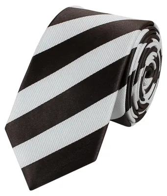 Produktbild von Fabio Farini - 1 Stück gestreifte Herren Krawatte - Tie mit Streifen in 6cm oder 8cm Breite Schmal (6cm), Weiß/Braun