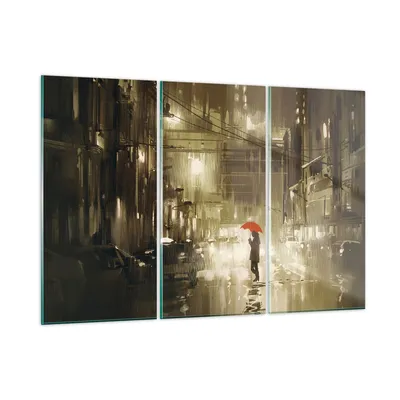 Produktbild von Bilder auf glas - Illustration Katastrophe Städtische Straße Regen - 105x70cm - Glasbilder - Wandbilder - Kunstdruck - Wanddekoration aus Glas - Glas Bilder - Wandbild auf Glas - GCE105x70-3192