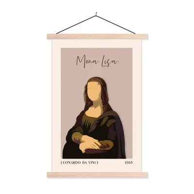 Produktbild von MuchoWow® Textilposter Mona Lisa - Rosa - Alte Meister 120x180 cm mit holzfarbenen Rahmen - Textil-Plakat