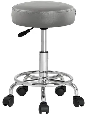 Produktbild von CASARIA® Rollhocker mit Rollen Höhenverstellbar Grau 10cm Polsterung 51-65cm Sitzhöhe 360° Drehbar Ø35cm Rund  Ergonomisch Büro Hocker Drehhocker Arbeitshocker