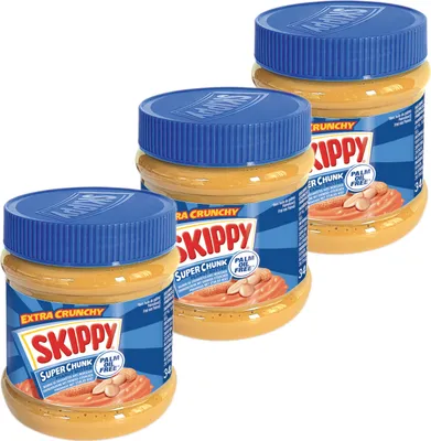 Produktbild von SKIPPY 3x Erdnussbutter "Super-Chunk" Peanut Butter Crunchy Ohne Palmöl 3x 340g