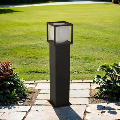 Produktbild von LED Pollerleuchte Aluminium 65 cm IP54 Schwarz Weiß Kugelschirm 3000 K warmweißes Licht 746 lm Modern