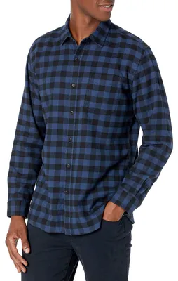 Zdjęcie produktu dla Koszulka męska Essentials z długim rękawem, flanelowa, kolor niebiesko-czarny, wzór "buffalo check", rozmiar XL