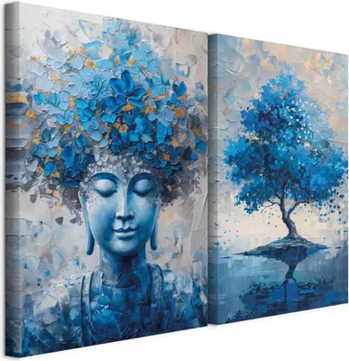 Produktbild von murando - Akustikbild XL Set Frauenporträt Kunstdruck auf Leinwandbild 80x60cm 2 Teilig je 40x60cm Collage 2er Kunst Wandpaneele Schalldämmung Leinwand Bilder Dekoration - Deko p-H-10008-b-a
