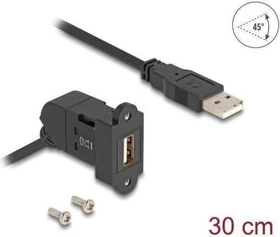Image de DELOCK USB 2.0 Typ A Einbaubuchse 45°gewinkelt/Typ A St 30cm