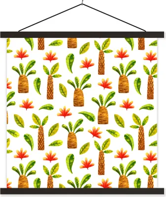 Produktbild von MuchoWow® Textilposter Dschungel - Blätter - Palme 90x90 cm mit schwarzem Rahmen - Magnetisches
