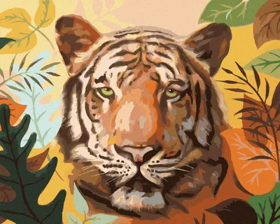 Produktbild von Zuty - Malen nach Zahlen - TIGER UND BLÄTTER (D. RUSTY RUST), 40x50 cm, ohne Keilrahmen