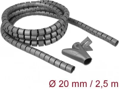 Immagine prodotto di DELOCK Spiralschlauch mit Einziehwerkzeug 2,5m x 20mm grau
