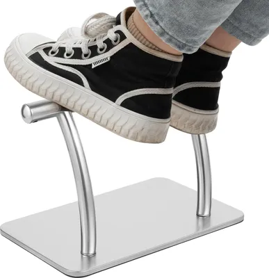 Produktbild von Friseur Fußstütze - Fußhocker für Friseurstuhl - Ergonomisch - Rutschfester Sockel - Edelstahl 201 & Eisen - Rohr Ø 2,5 cm - Sockel 10 mm - Montage - Reisweiß