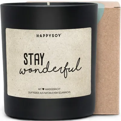 Produktbild von Stay Wonderful - Duftkerze mit Spruch als liebevolles Geschenk für Freundin, beste Freundin, Dankeschön, Kerze im Glas mit blumigem Duft