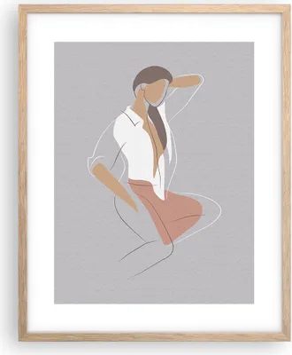 Produktbild von Gerahmtes Poster - Rahmen in heller Eiche - Frau Grafik Modern - 40x50 cm - Wand Bild - Wanddeko - Wandbilder - Wandposter - Bilderrahmen - Bilder - Kunstdruck - Wandbild - P2NPA40x50-4266