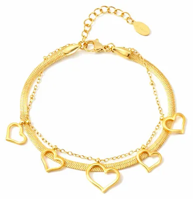 Immagine prodotto di Bracciale doppio "Tanto Amore" – Oro/Argento – Senza nichel – Yehwang – Oro