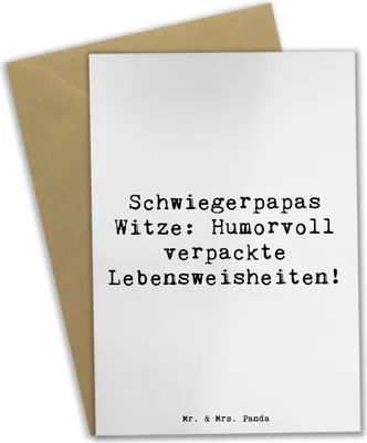Produktbild von Mr. & Mrs. Panda Grußkarte Spruch Schwiegerpapa Witze - Weiß - Geschenk, einladungskarten, Geburtstage, glückwunschkarten, osterkarten, Lebensweisheiten, weihnachtskarten