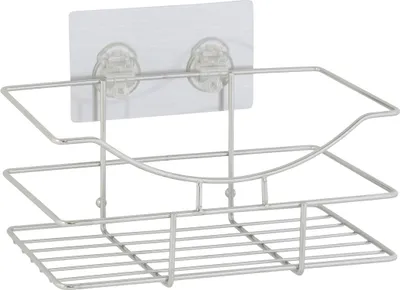 Produktbild von axentia Wandregal Nizza aus Edelstahl in Silber, Badausstattung, Badaccessoire mit einem Stickern zur Befestigung, ca. 6 kg Tragkraft, 15 x 10.5 x 23.5 cm