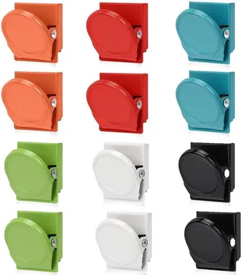 Immagine prodotto di Clip magnetiche in metallo, 12 pezzi, 6 colori, magneti da frigorifero per lavagna bianca