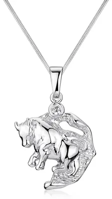 Produktbild von MATERIA Stier Sternzeichen Anhänger Zirkonia für Kette Damen aus 925 Sterling Silber rhodiniert KA-471