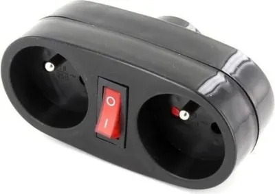 Image de Prise Biplite CHACON, 16A, Avec Interrupteur, Anthracite, 2 Prises 16A