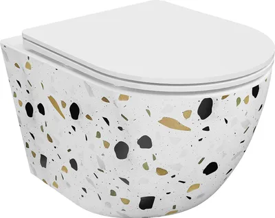 Produktbild von Mexen Lena WC-Schüssel Rimless mit absenkbarem Slim-Sitz, Duroplast, weißer Terrazzo-Stein - 30224096